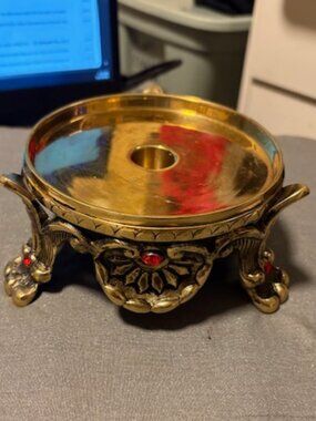 ✨ Rare Vintage Katherine's Collection Brass Jeweled Candle Holder Stand ✨